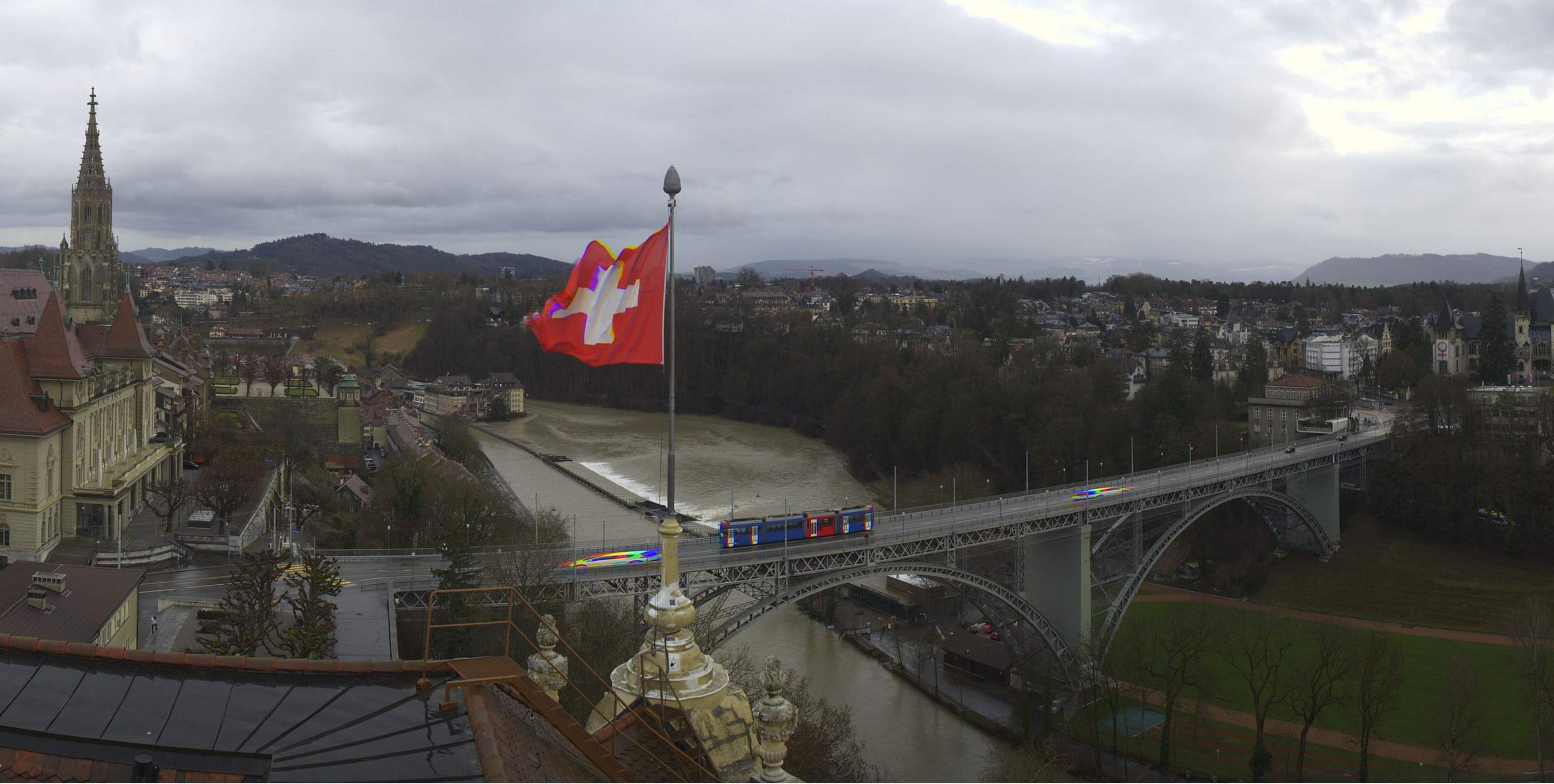 Niveau d'eau élevé de l'Aar à Berne du 29.01.2021