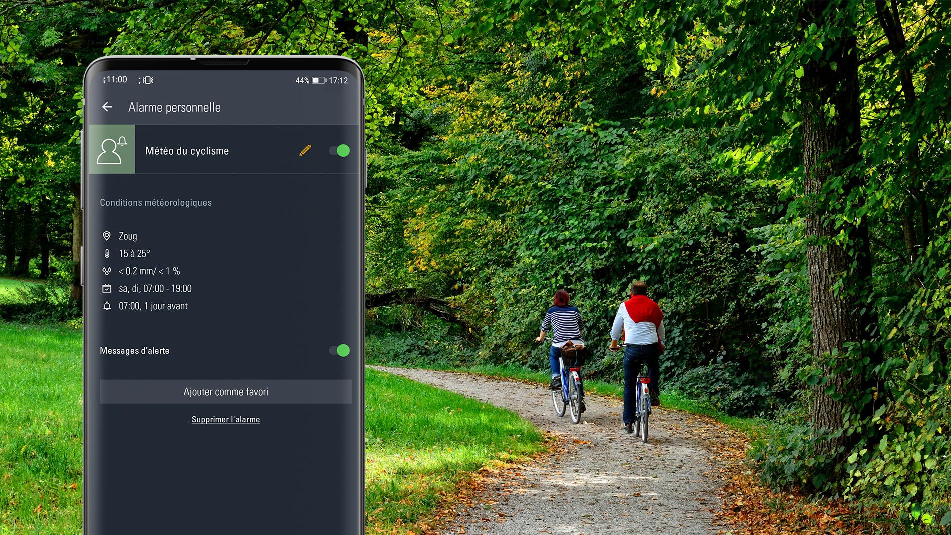 alarme personnelle pour le cyclisme sur un smartphone